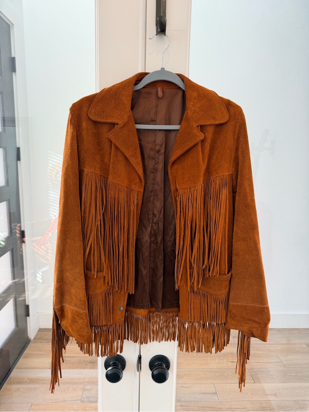 Vintage Fringe Suede Jacket in Burnt Orange